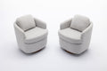 035 Boucle Fabric Swivel Accent Chair With Soild Wood Round Brown Base Leg,Light Gray Light Gray Brown Primary Living Space Modern Eucalyptus Foam Boucle