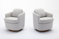 035 Boucle Fabric Swivel Accent Chair With Soild Wood Round Brown Base Leg,Light Gray Light Gray Brown Primary Living Space Modern Eucalyptus Foam Boucle