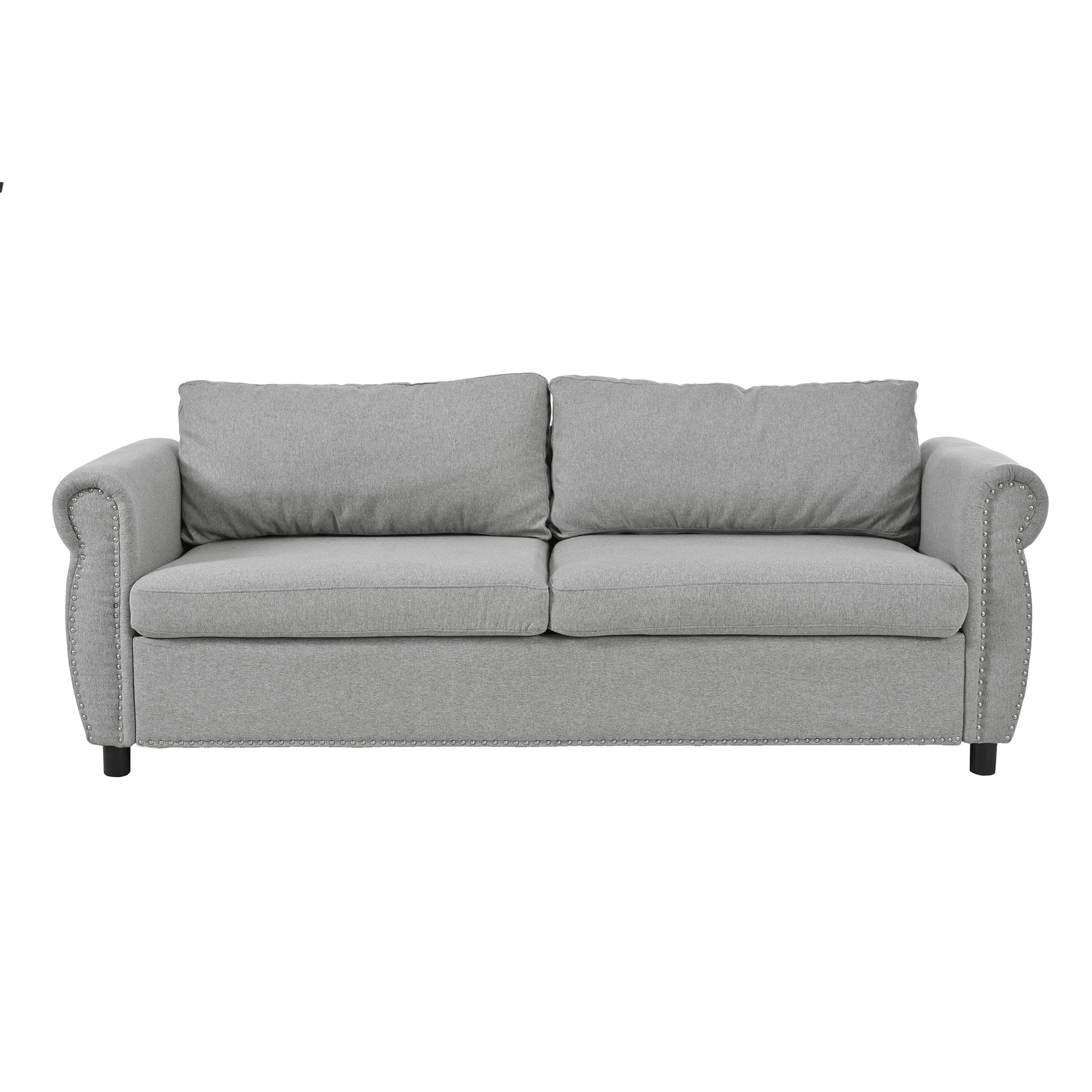 80.7'' 2 In 1 Sofa Bed Sleeper With Large Memory Mattress 63''*70.9*3.3 Inch , For Living Room Spaces Bedroom Gray Polyester