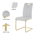 Modern Dining Chairs With Faux Leather Padded Seat Dining Living Room Chairs Upholstered Chair With Gold Metal Legs Design For Kitchen, Living, Bedroom, Dining Room Side Chairs Set Of 6 Grey Metal