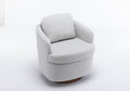 035 Boucle Fabric Swivel Accent Chair With Soild Wood Round Brown Base Leg,Light Gray Light Gray Brown Primary Living Space Modern Eucalyptus Foam Boucle