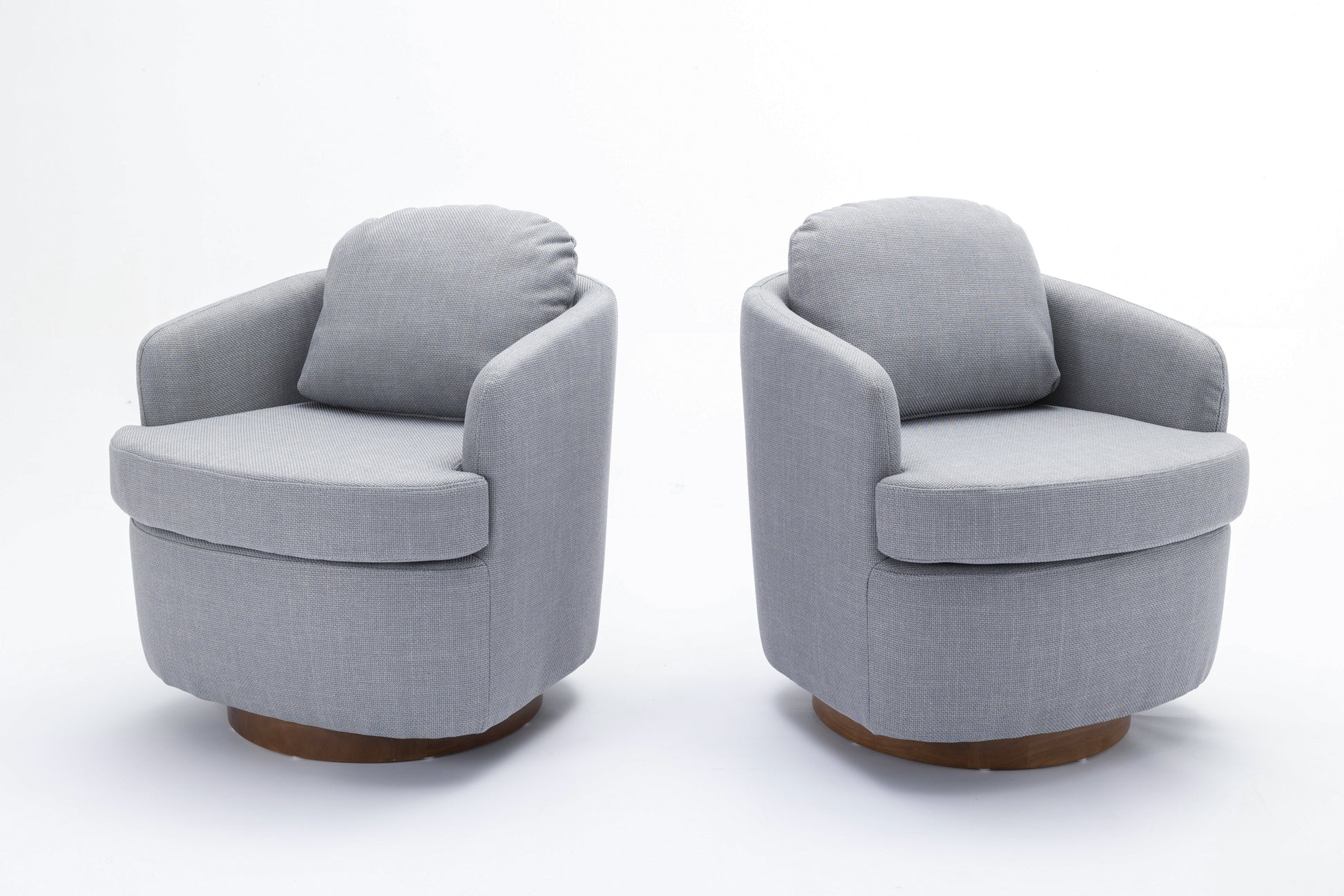 035 Linen Fabric Swivel Accent Chair With Soild Wood Round Brown Base Leg,Light Blue Light Blue Brown Primary Living Space Modern Eucalyptus Foam Linen