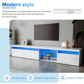 Unique Design Tv Stand With 2 Glass Shelves, Large Storage Space Media Console For Tvs Up To 105