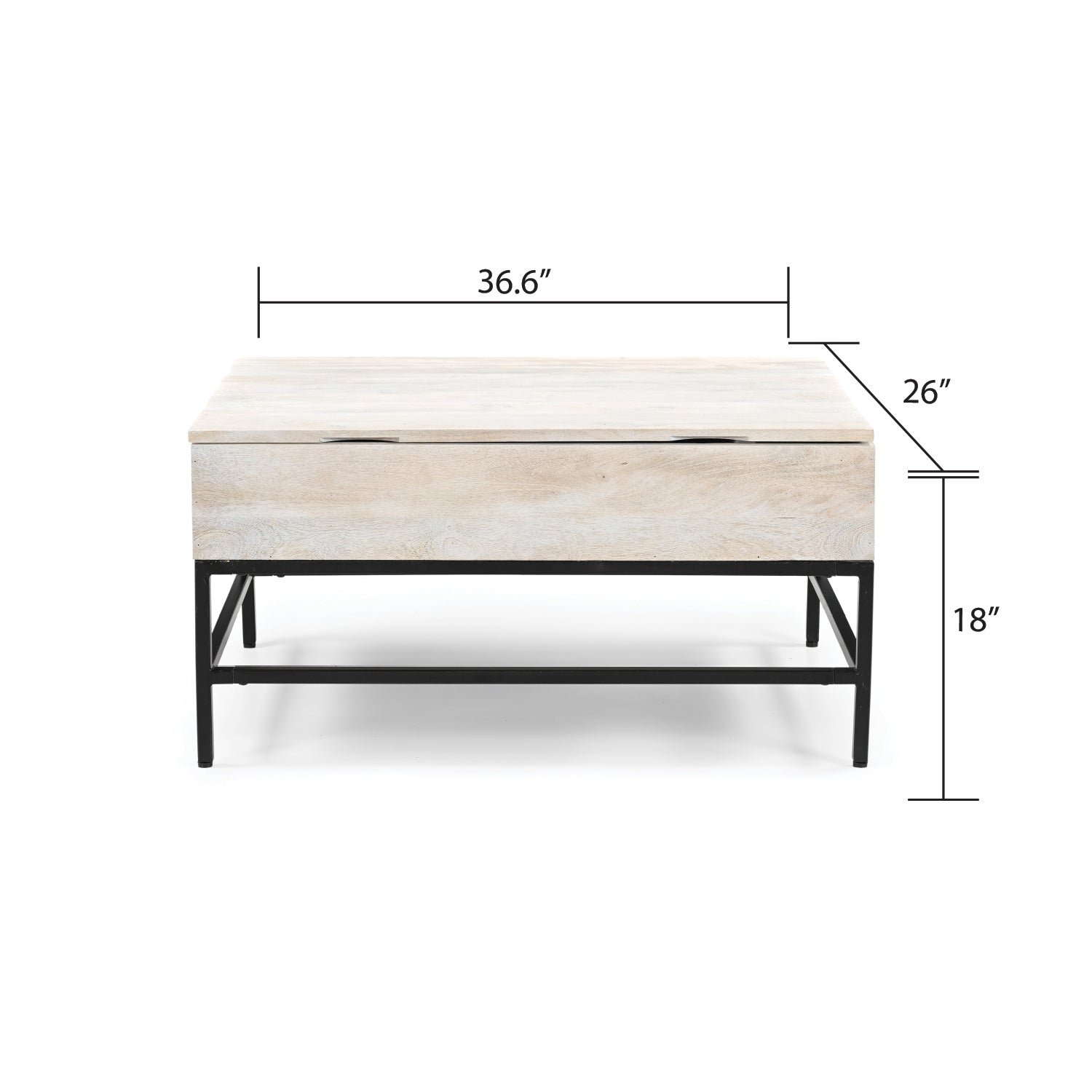 T1105 01 White Lift Top Coffee Table White Washed Primary Living Space Contemporary,Modern Open Storage Coffee & End Tables Wood