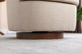 035 Linen Fabric Swivel Accent Chair With Soild Wood Round Brown Base Leg,Beige Beige Brown Primary Living Space Modern Eucalyptus Foam Linen