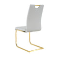 Modern Dining Chairs With Faux Leather Padded Seat Dining Living Room Chairs Upholstered Chair With Gold Metal Legs Design For Kitchen, Living, Bedroom, Dining Room Side Chairs Set Of 6 Grey Metal