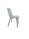 Round Mdf Dining Table Set For 4, White Dining Table Mdf Easy Clean With Durable Black Metal Legs, 4 Pcs Comfortable Dining Chair Linen Upholstered Chair For Restaurant,Guest Receptions Metal White Green Seats 4 Metal Dining Room American Design 4 Leg