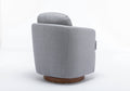035 Linen Fabric Swivel Accent Chair With Soild Wood Round Brown Base Leg,Light Blue Light Blue Brown Primary Living Space Modern Eucalyptus Foam Linen