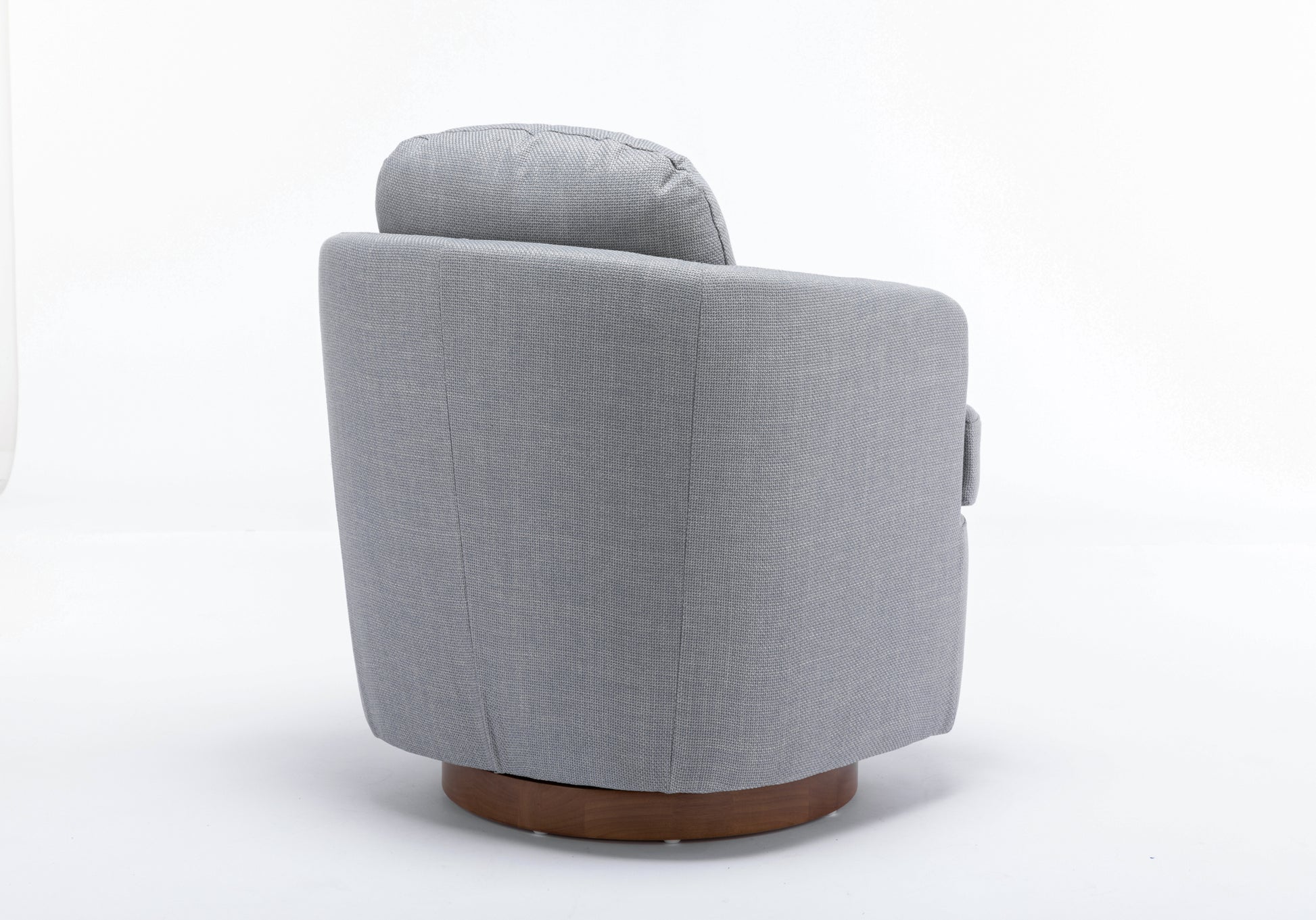 035 Linen Fabric Swivel Accent Chair With Soild Wood Round Brown Base Leg,Light Blue Light Blue Brown Primary Living Space Modern Eucalyptus Foam Linen