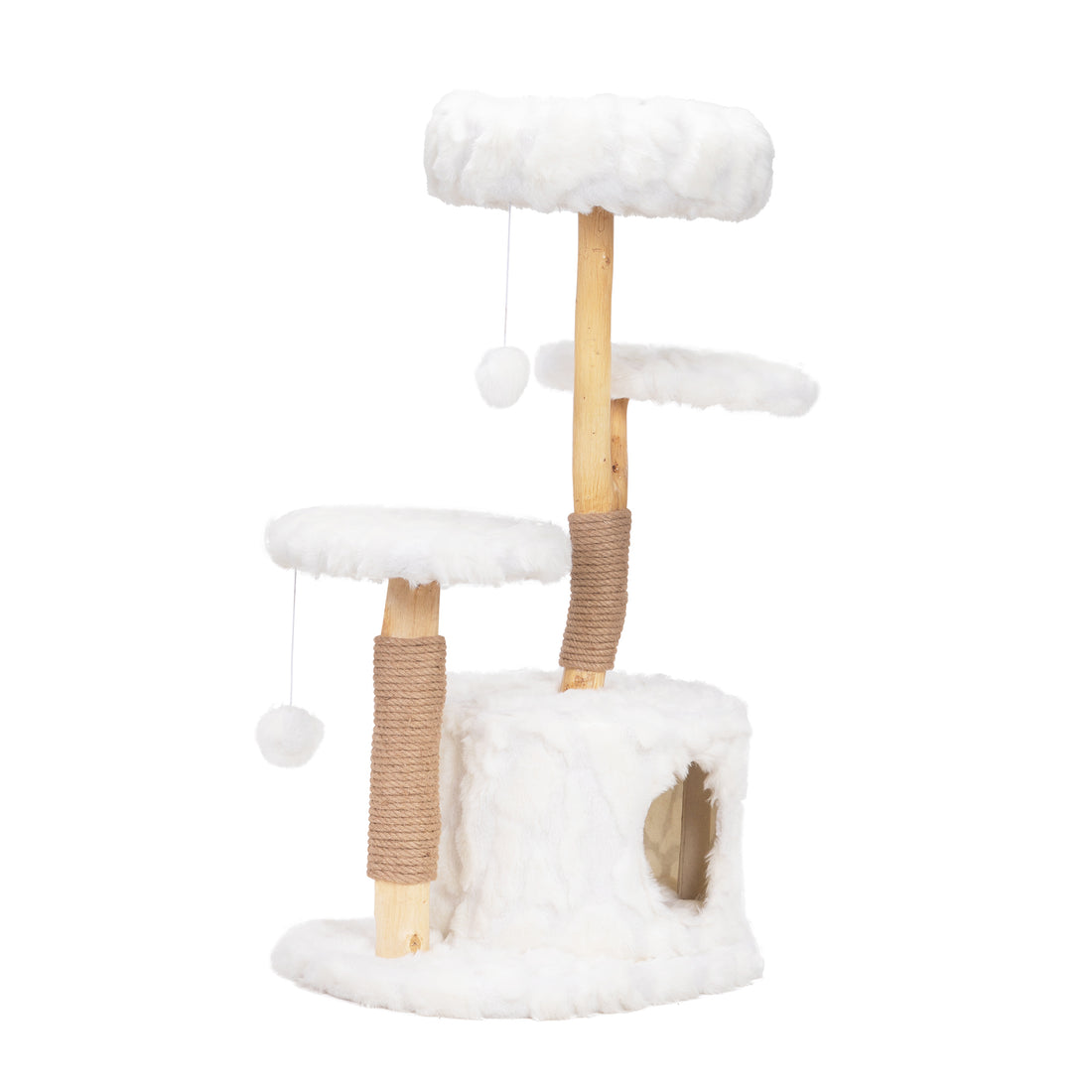 Modern Cat Tree, Natural Branch Cat Tower, Luxury Cat Condo, Indoor Cat Furniture, Kitten Cat Gift, White White Solid Wood