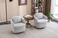 035 Boucle Fabric Swivel Accent Chair With Soild Wood Round Brown Base Leg,Light Gray Light Gray Brown Primary Living Space Modern Eucalyptus Foam Boucle