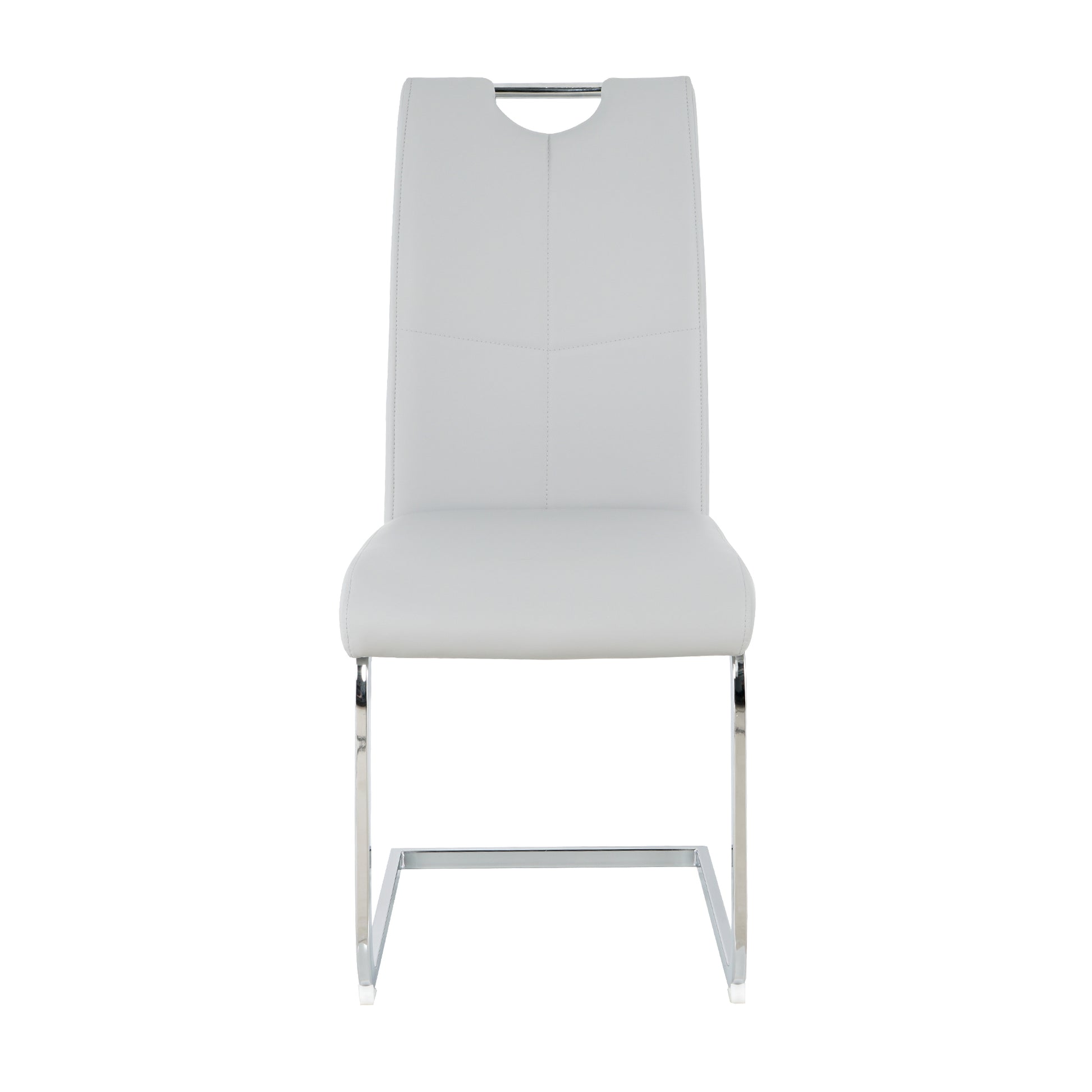 Modern Simple Rectangular Glass Dining Table, Solid Tempered Glass Tabletop, Electroplated Table Legs, Gray Pu Dining Chair Set, Suitable For Restaurant Kitchen Use Set Of 7 Upholstered Chair Glass Gray Pu Seats 6 Metal Rectangular Dining Table With