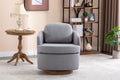 035 Linen Fabric Swivel Accent Chair With Soild Wood Round Brown Base Leg,Light Blue Light Blue Brown Primary Living Space Modern Eucalyptus Foam Linen