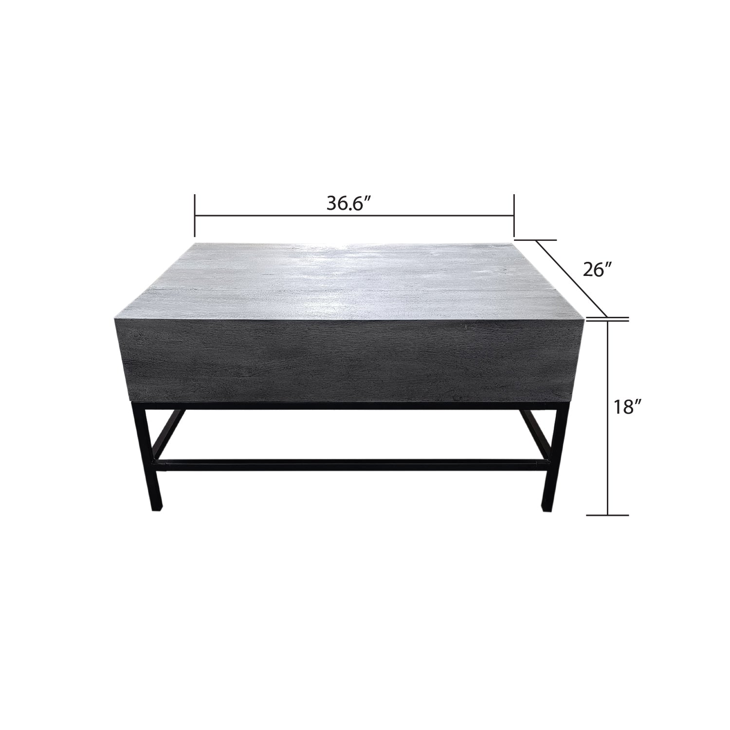 T1105 05 Gray Lift Top Coffee Table Grey Primary Living Space Contemporary,Modern Rectangular Open Storage Coffee & End Tables Metal & Wood Wood