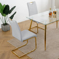 Modern Dining Chairs With Faux Leather Padded Seat Dining Living Room Chairs Upholstered Chair With Gold Metal Legs Design For Kitchen, Living, Bedroom, Dining Room Side Chairs Set Of 6 Grey Metal