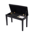 Piano Bench With Padded Cushion And Music Book Storage Compartment, Duet Wooden Seat, 13.7 X 29.5 X 20 Inches, Load 440Lb Black Black Faux Leather