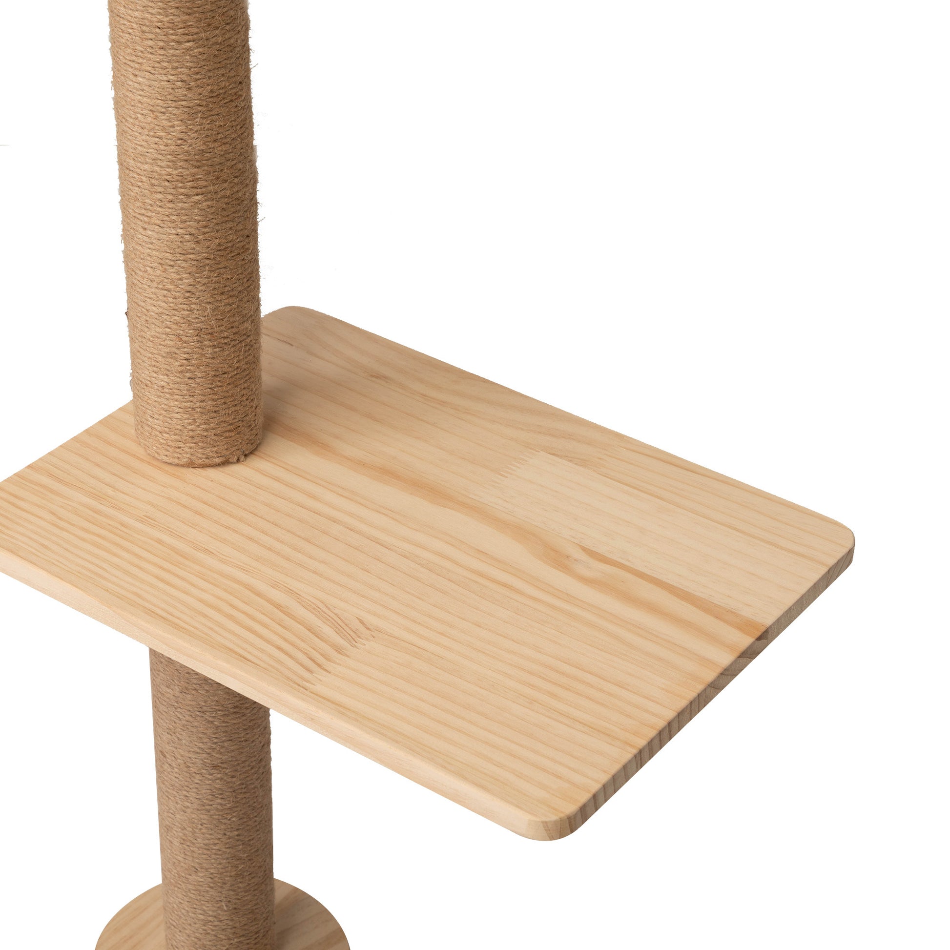 Wall Mounted Cat Scratching Pad For Small To Large Cat, Indoor Wood Cat Tree With Hammock, Cat Scratcher Perch Burly Wood Pine