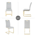 Modern Dining Chairs With Faux Leather Padded Seat Dining Living Room Chairs Upholstered Chair With Gold Metal Legs Design For Kitchen, Living, Bedroom, Dining Room Side Chairs Set Of 6 Grey Metal