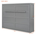 Queen Size Murphy Bed Wall Bed,Gray Queen Gray Plywood