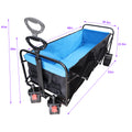 Big Large Capacity Folding Cart Extra Long Extender Wagon Cart Folding Wagon Garden Shopping Beach Cart Black Blue Black Garden & Outdoor Steel