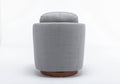 035 Linen Fabric Swivel Accent Chair With Soild Wood Round Brown Base Leg,Light Blue Light Blue Brown Primary Living Space Modern Eucalyptus Foam Linen