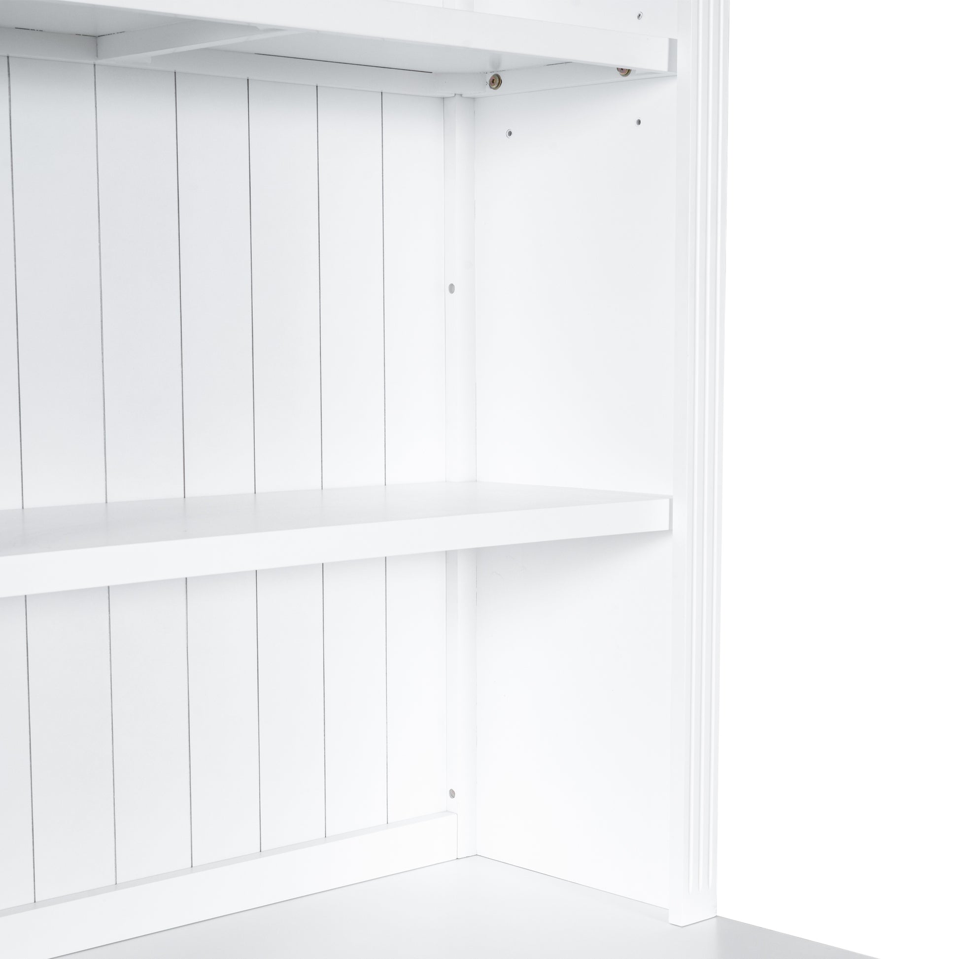 83.4"Tall Bookshelf Suite, Modern Bookcase Suite With Led Lighting,Doors And Drawers,2 Piece Set Storage Bookcase With Open Shelves For Living Room,Home Office,White White Solid Wood Mdf