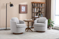 035 Boucle Fabric Swivel Accent Chair With Soild Wood Round Brown Base Leg,Light Gray Light Gray Brown Primary Living Space Modern Eucalyptus Foam Boucle