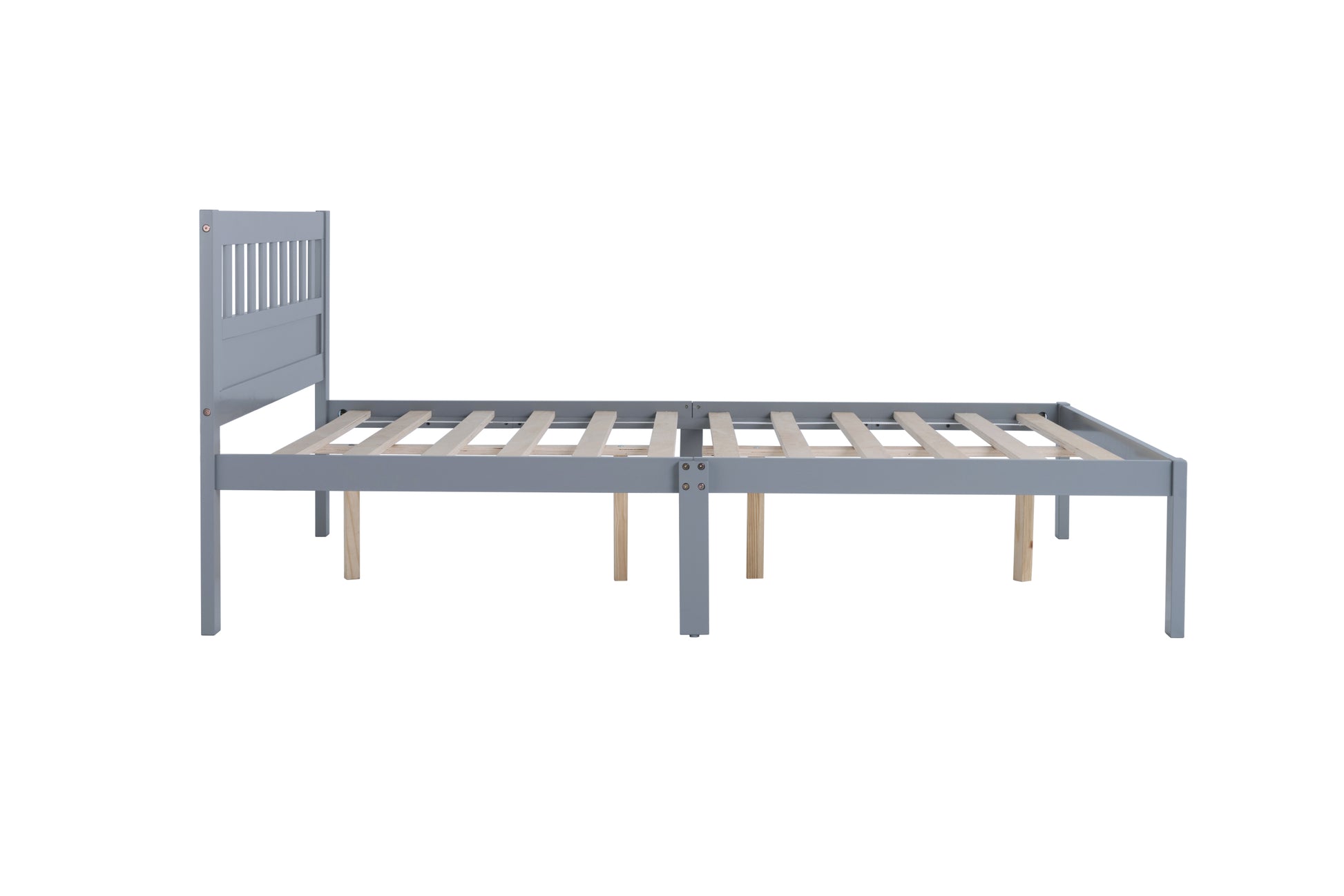 Full Bed Frame, Wood Platform Bed With Headboard, Bed Frame With Wood Slat Support For Kids, Easy Assembly,No Box Spring Needed, Gray Box Spring Not Required Full Gray Wood Solid Wood