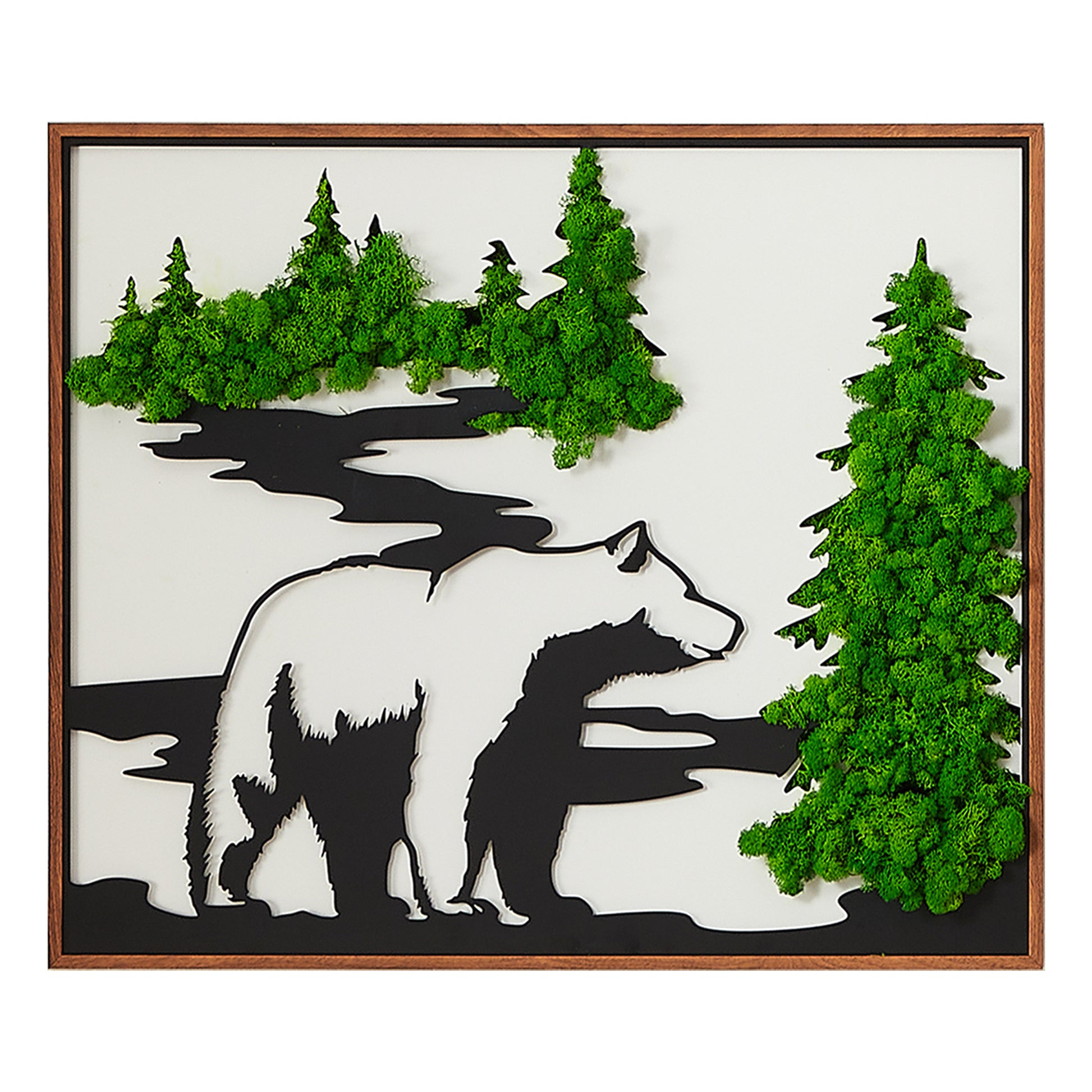 Bear Metal Art Moss Wall Decor Green Iron