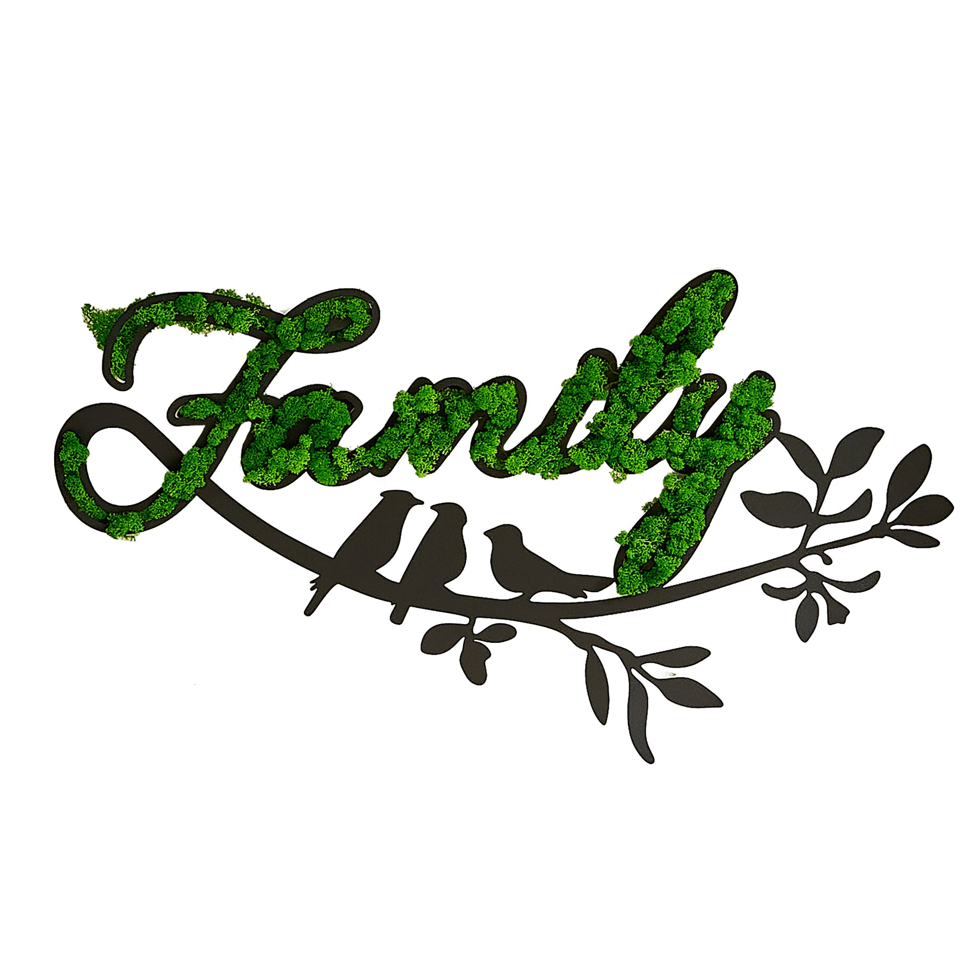 Family Letter Art Moss Wall Decor Green Iron