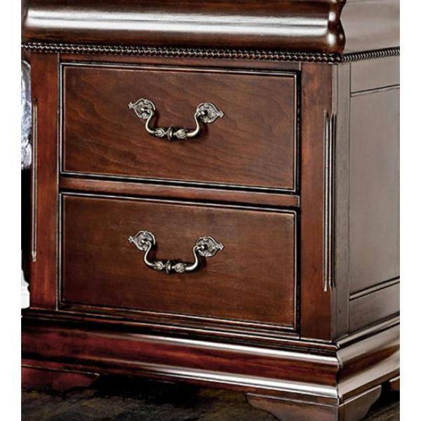 Traditional Style Cherry 1Pc Nightstand Only Solid Wood 2 Drawers Hidden Top Drawer Intricate Accents Bedside Table Bedroom Cherry 2 Drawers Bedroom Bedside Cabinet Contemporary,Traditional Felt Lined Drawers Solid Wood