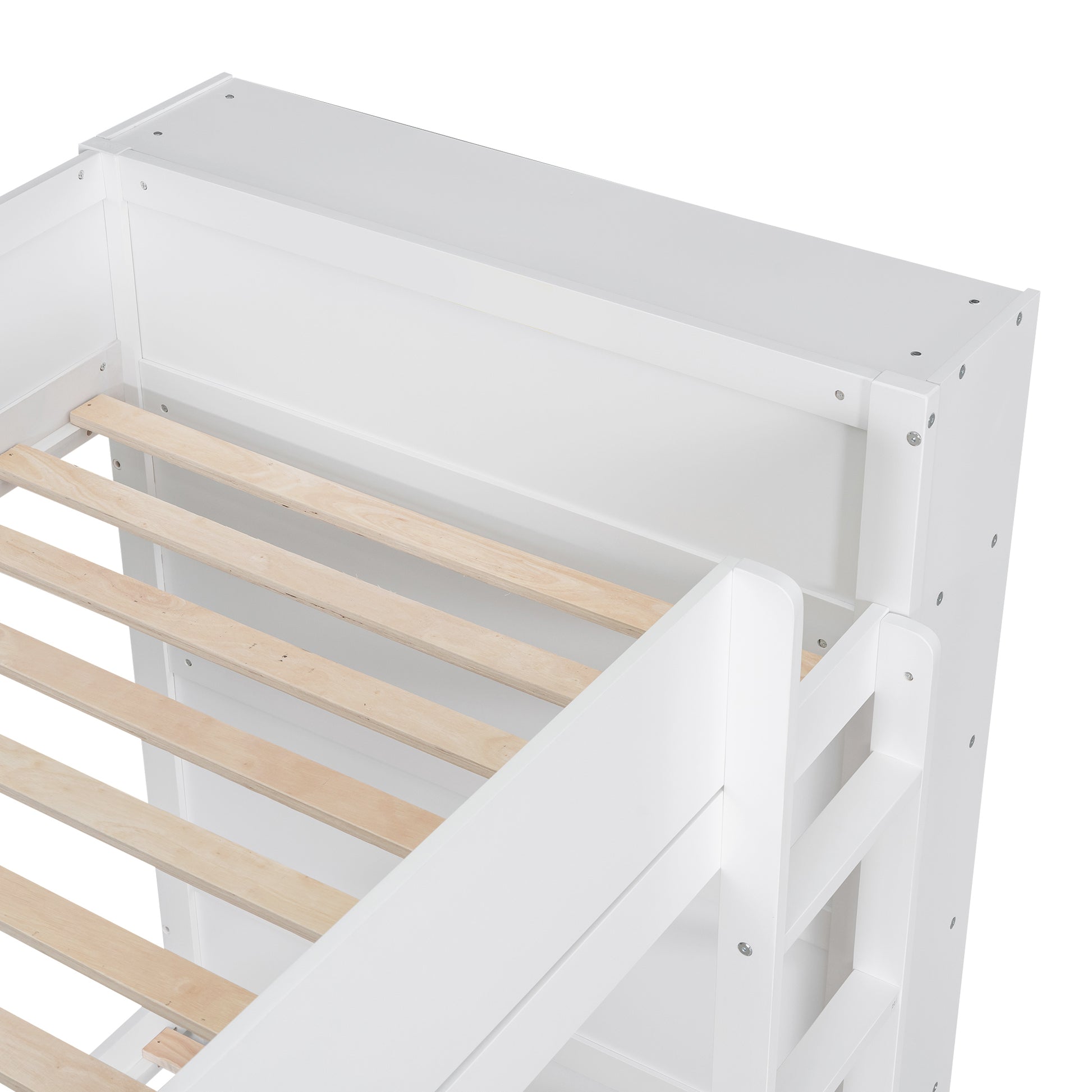 Twin Over Twin Bunk Bed With 2 Drawers And Multi Layer Cabinet, White White Solid Wood Mdf