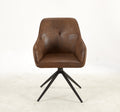Modern Chair Set Of 2 With Iron Tube Legs, Soft Cushions And Comfortable Backrest, Suitable For Dining Room, Living Room, Cafe, Simple Structure.Swivel Chair Matte Brown Fabric