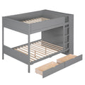 Full Over Full Bunk Bed With 2 Drawers And Multi Layer Cabinet, Gray Gray Solid Wood Mdf