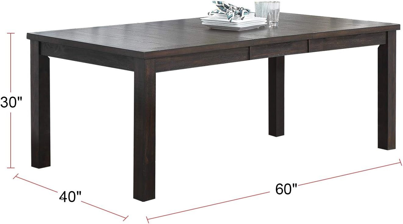 Simple 1Pc Dining Table Pine Wood Rectangle Top Table W Leaf Well Crafted Chair Legs Dining Room Furniture Dark Grey Finish Dark Gray Gray Dining Room Modern,Transitional Rubberwood Rectangular Pine