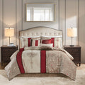 7 Piece Jacquard Comforter Set With Throw Pillows Red Polyester