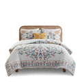 4 Piece Floral Comforter Set With Throw Pillow Multi Cotton