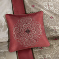 7 Piece Jacquard Comforter Set With Throw Pillows Red Polyester