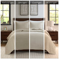 3 Piece Luxurious Oversized Quilt Set Linen Cotton