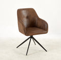 Modern Chair Set Of 2 With Iron Tube Legs, Soft Cushions And Comfortable Backrest, Suitable For Dining Room, Living Room, Cafe, Simple Structure.Swivel Chair Matte Brown Fabric