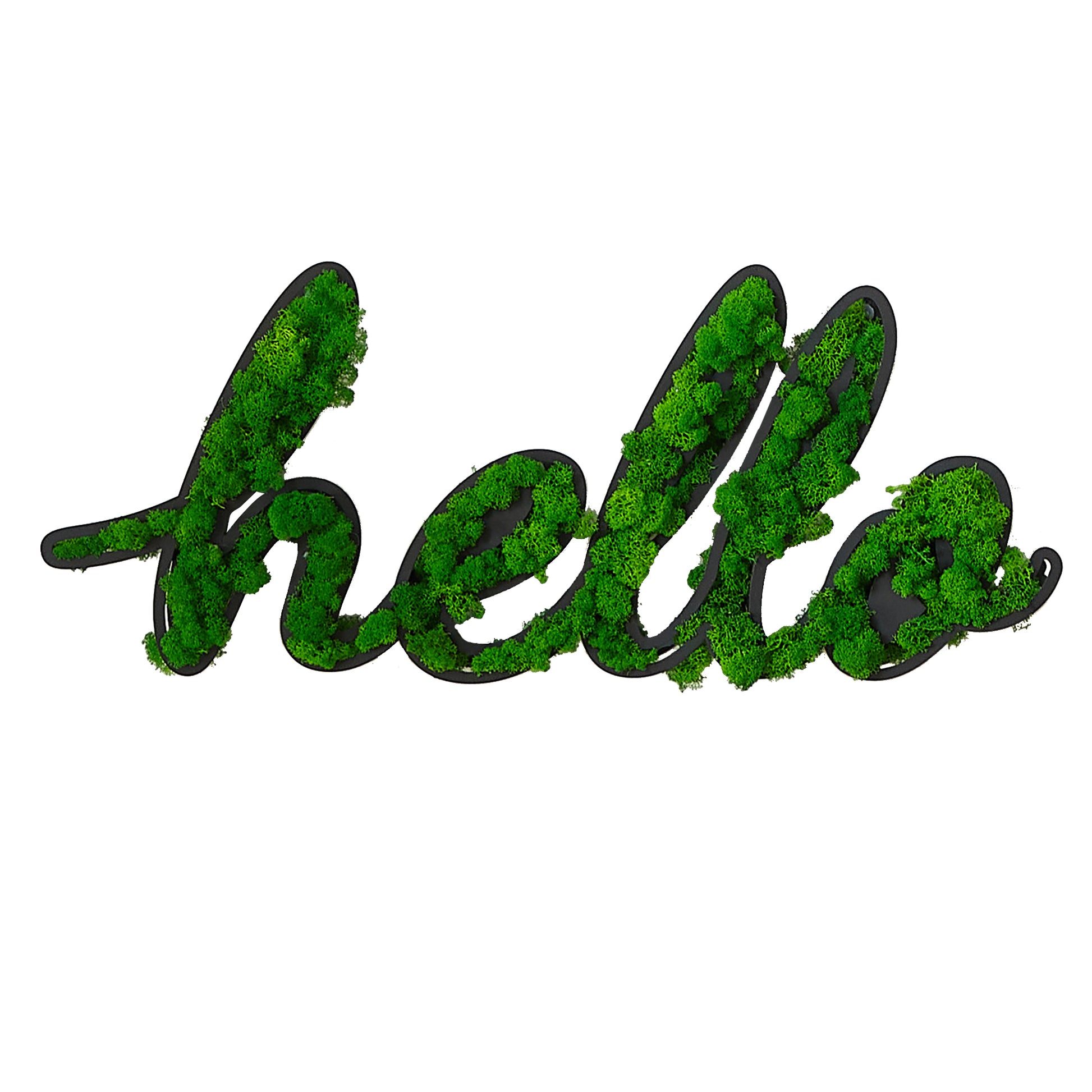 Hello Letter Art Moss Wall Decor Green Iron