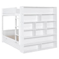 Full Over Full Bunk Bed With 2 Drawers And Multi Layer Cabinet, White White Solid Wood Mdf