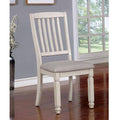 Dining Room Furniture Set Of 2Pcs Side Chairs Antique White Solid Wood Slats Back Light Gray Padded Fabric Seat Cushions Kitchen Breakfast Antique White Gray White Dining Room Rustic,Transitional Side Chair Rubberwood Slat Back Solid Wood