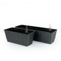2 Pack Smart Self Watering Rectangle Planter For Indoor And Outdoor Hand Woven Wicker Espresso Espresso Plastic Rattan
