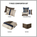 7 Piece Jacquard Comforter Set With Throw Pillows Navy Polyester