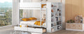 Full Over Full Bunk Bed With 2 Drawers And Multi Layer Cabinet, White White Solid Wood Mdf