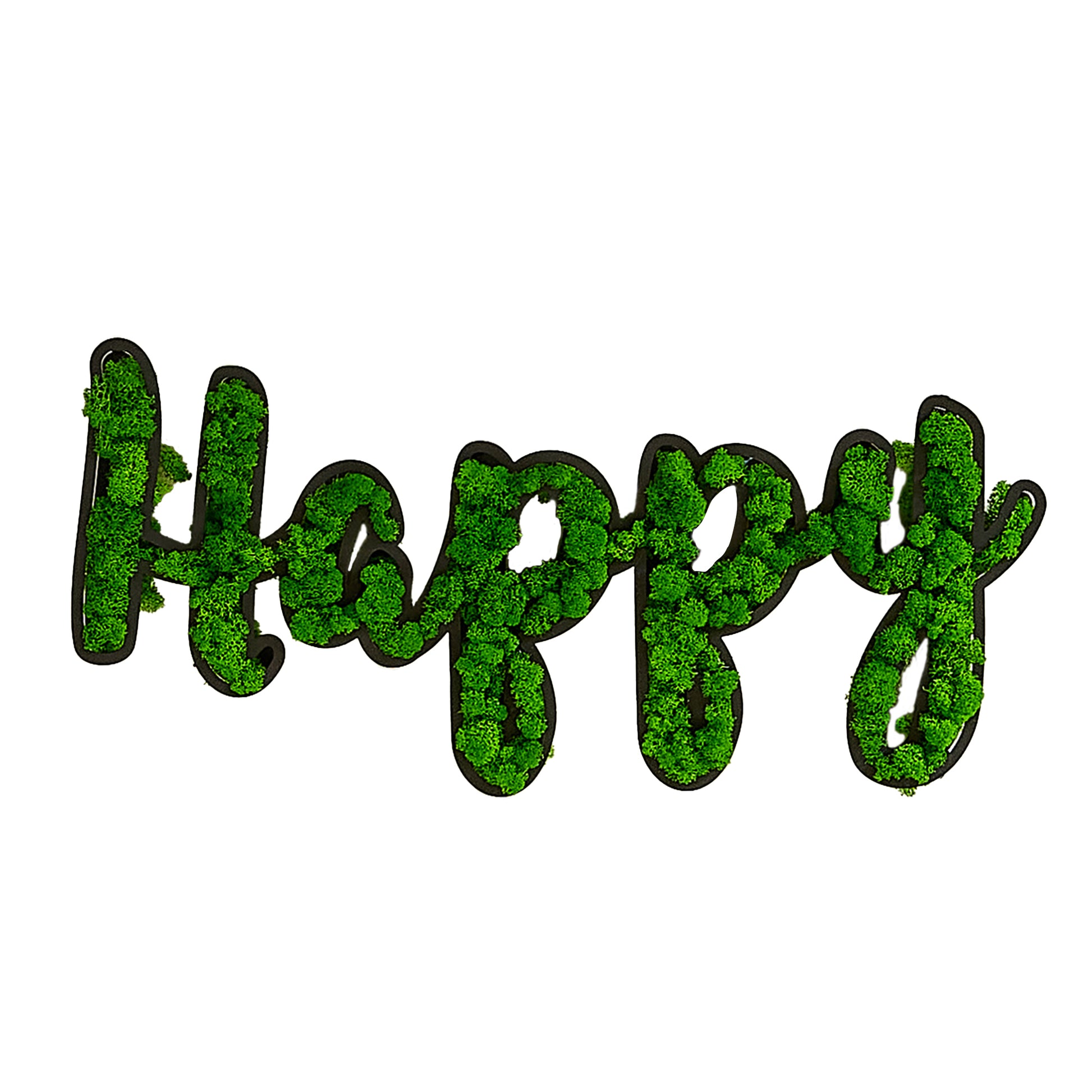 Happy Letter Art Moss Wall Decor Green Iron