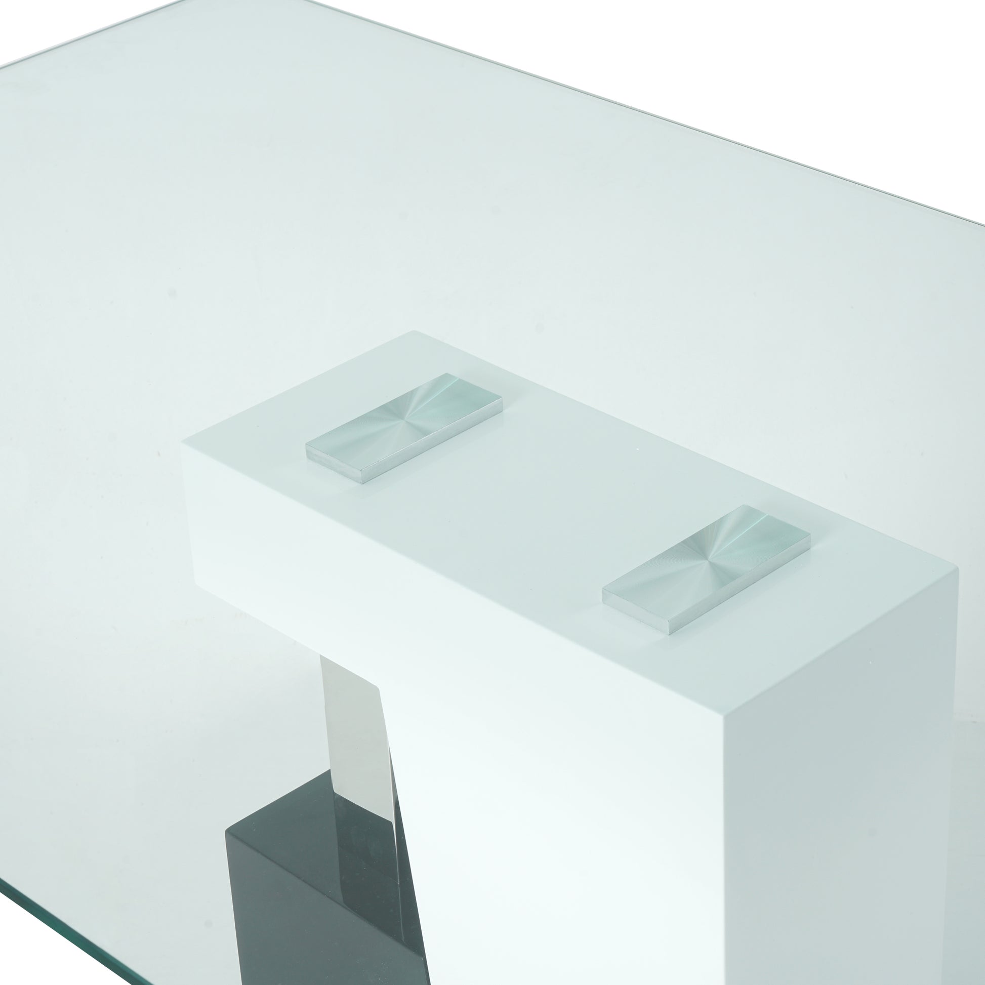 Modern Style Glass Table, Elegant Transparent Design, Durable Support Base, Solid, Selected Materials Made Of Furniture Display Fashion, Suitable For The Living Room Set Of 1 White Black Tempered Glass