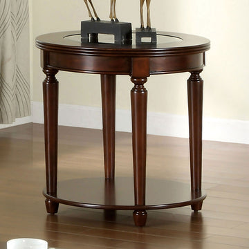 Transitional 1Pc End Table Dark Cherry Open Bottom Shelf Beveled Glass Top Turned Legs Living Room Furniture Cherry Primary Living Space Classic,Contemporary,Transitional Rubberwood Open Storage Coffee & End Tables Solid Wood