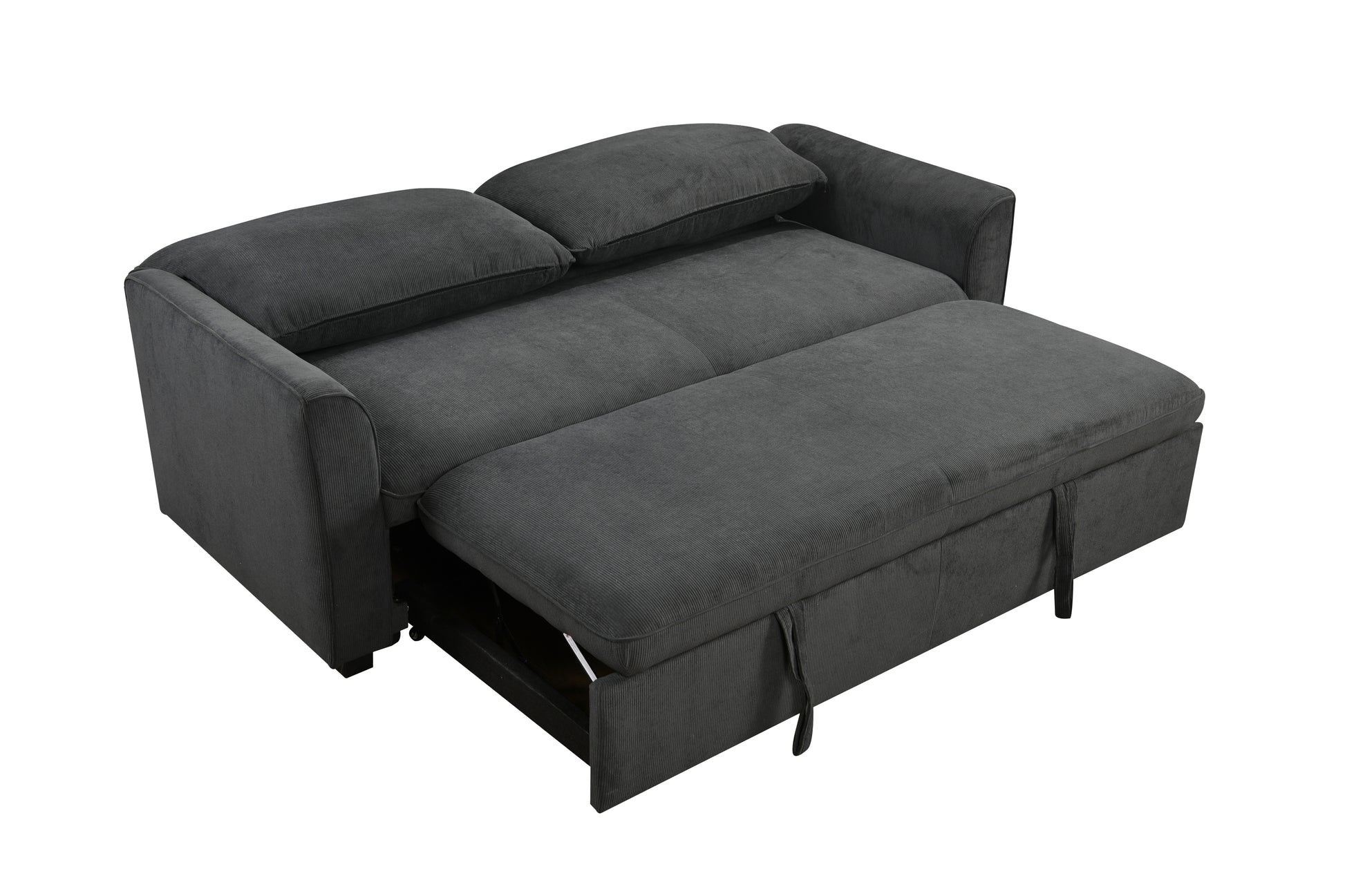 78 Inch 3 In 1 Convertible Sleeper Sofa Bed, Modern Fabric Loveseat Futon Sofa Couch W Pullout Bed, Small Beautiful Seat Lounge Sofa W Reclining Backrest, Furniture For Living Room, Dark Gray Light